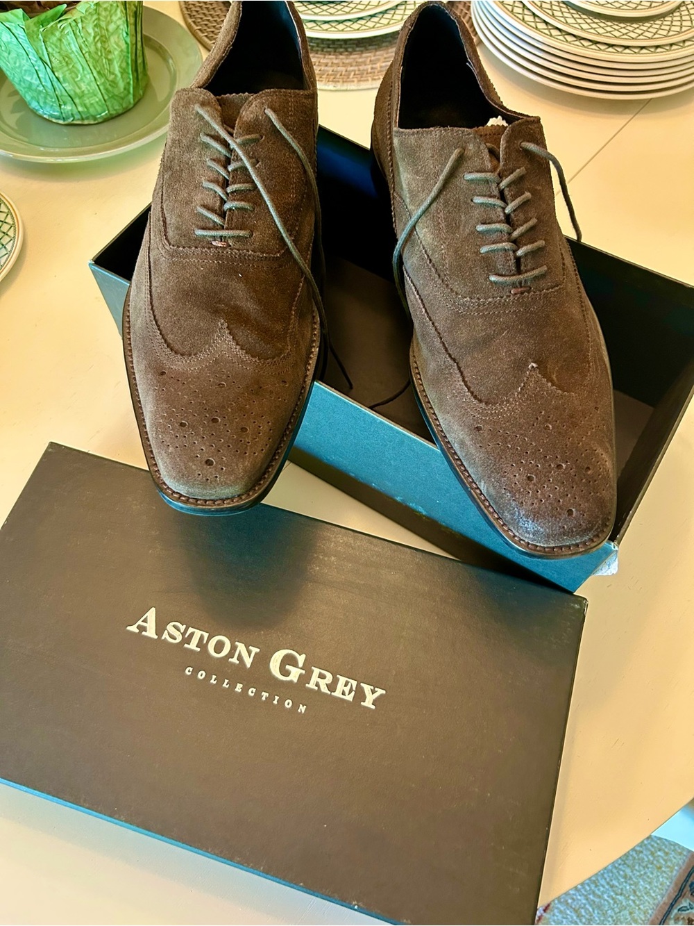 Aston Grey Collection Men’s Dress Shoes – Size 11 (Brown Suede)